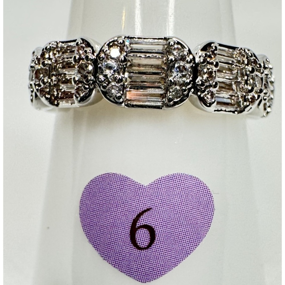 Size 6 Bomb Party Lumina Ring - RG67198 A Rapture In Rows - Rhodium Plated